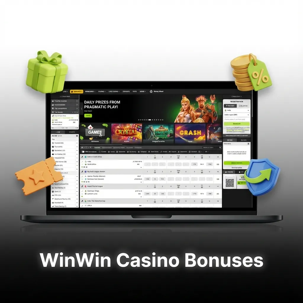 WinWin Casino Bonuses page showing welcome, reload, free spins, cashback, and tournament offers for Bangladeshi players