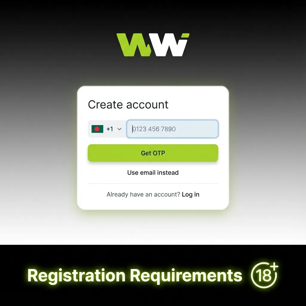 WinWin registration rules graphic listing age, real data, one account, Bangladeshi contacts, and ID verification requirements.