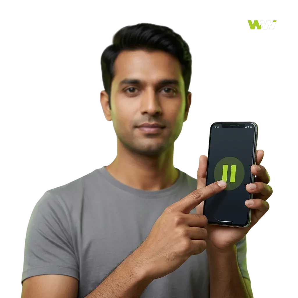 Illustration of a relaxed player using limits and breaks for safe, responsible gambling on WinWin