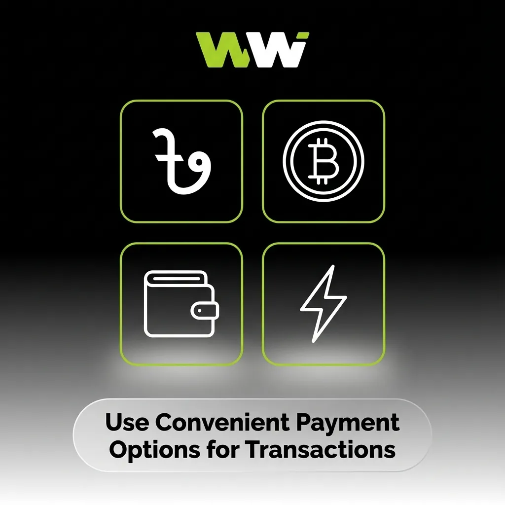 Icons of Bangladeshi mobile wallets and global cryptocurrencies showing secure, convenient payment options for transactions